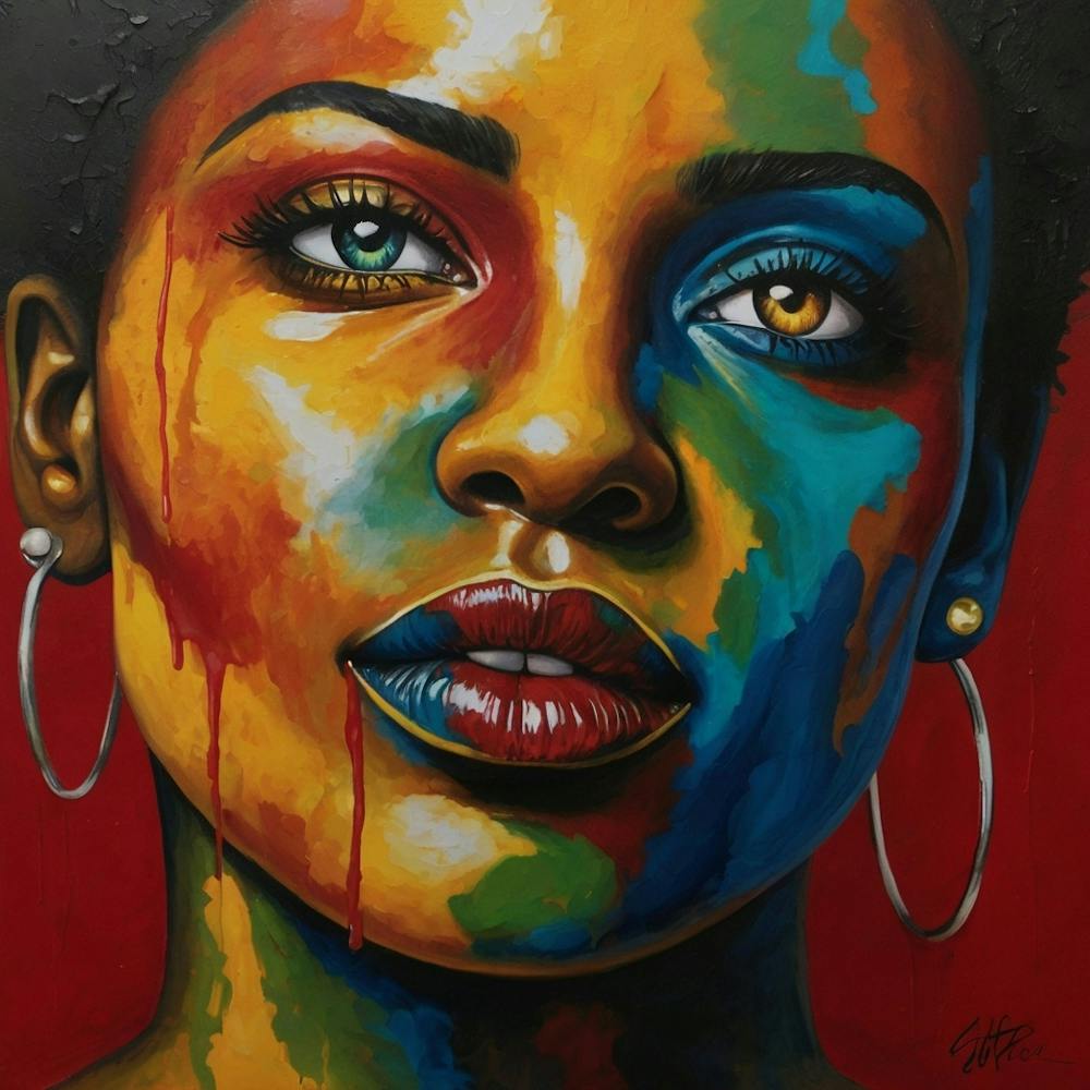 Woman With A Rainbow Face