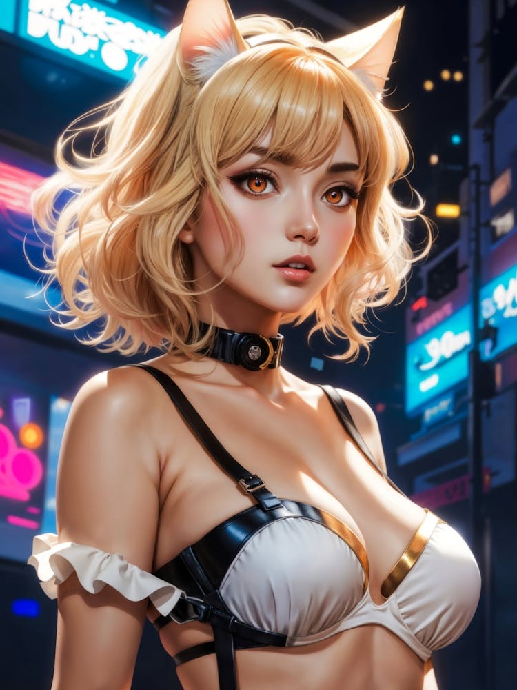 Elegant manga cosplay aesthetics: this blonde anime girl epitomizes cute, beautiful, and irresistibly sexy hentai charm.