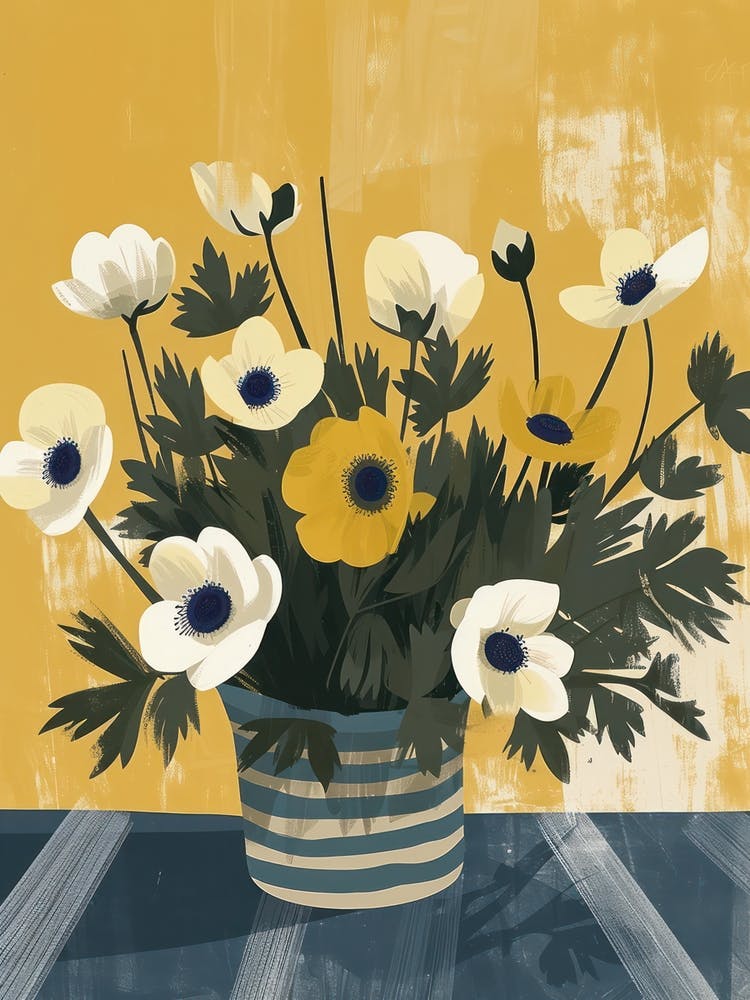 Anemone Flowers On A Table   Contemporary Illustration 4