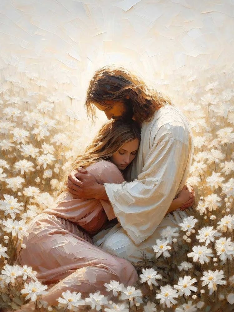Forever With You, Christian Painting, Jesus Hugging Woman, Jesus Painting, Lds Art, Bible Verse Wall Art, Jesus And Girl, Pictures Of Christ