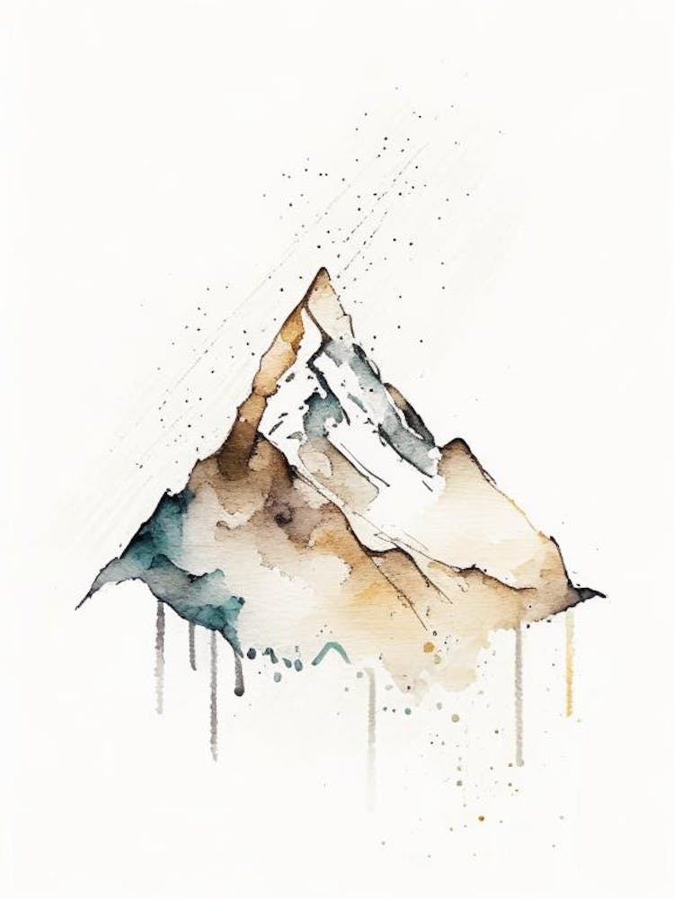Mountain Peak Symbol Minimal Watercolour