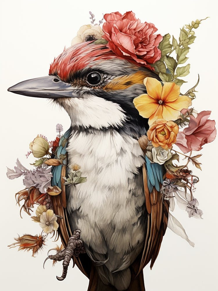 Bird With A Flower Crown House Sparrow 3