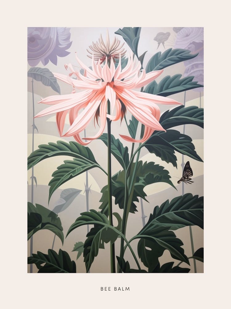 Flower Illustration Bee Balm 3 Poster