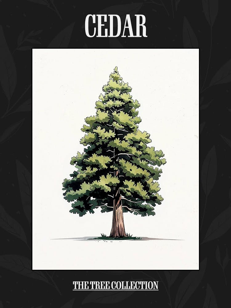 Cedar Tree Pixel Illustration 2 Poster