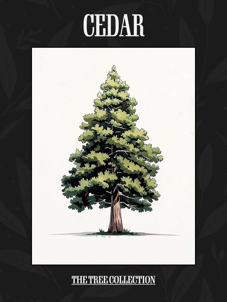 Cedar Tree Pixel Illustration 2 Poster