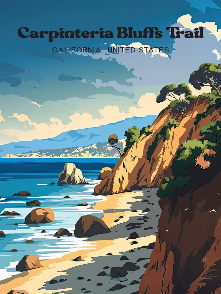 Carpinteria Bluffs Trail Nature Preserve Digital Travel Illustration