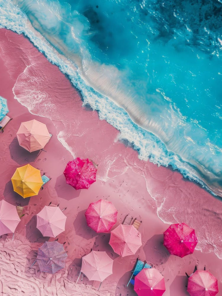 Pink Beach Umbrellas