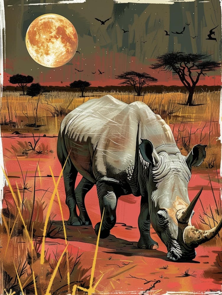 Nashorn in der Savanne