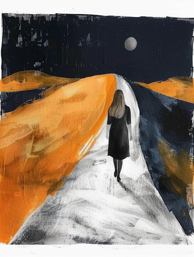 Woman Walking In The Night