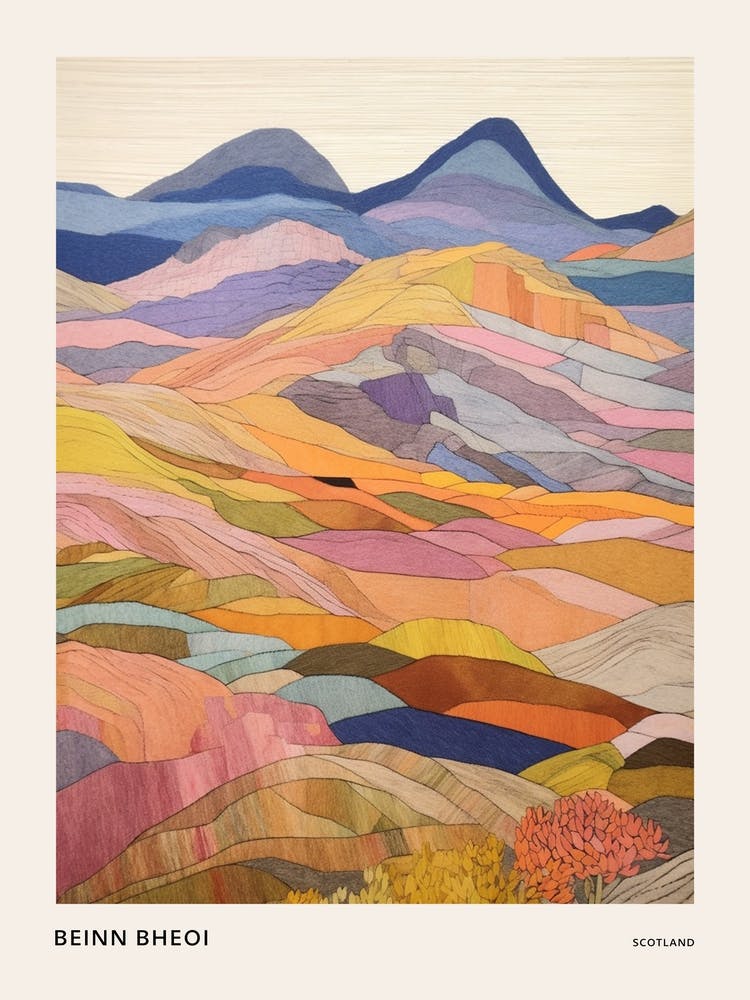Beinn Bheoi Scotland Colourful Mountain Illustration Poster
