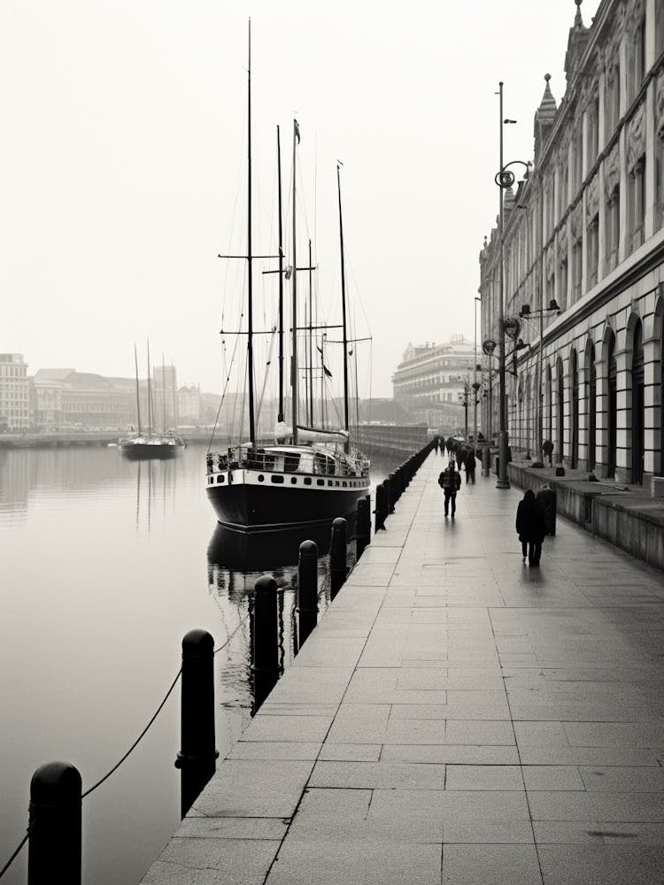 Santander, Spain, Black And White Old Photo 1