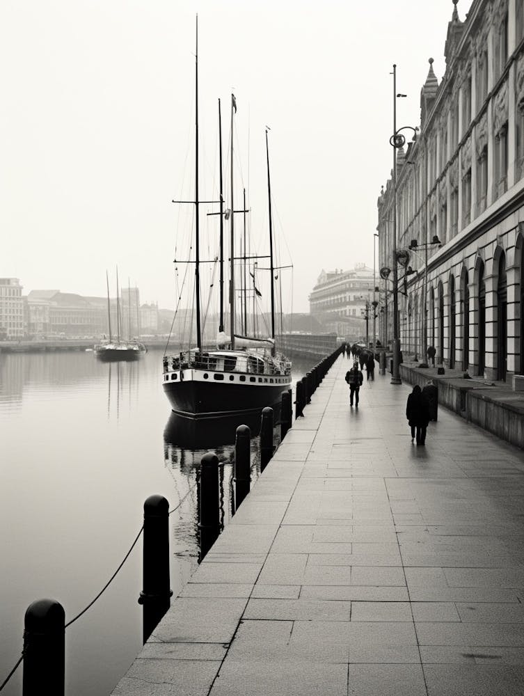 Santander, Spain, Black And White Old Photo 1