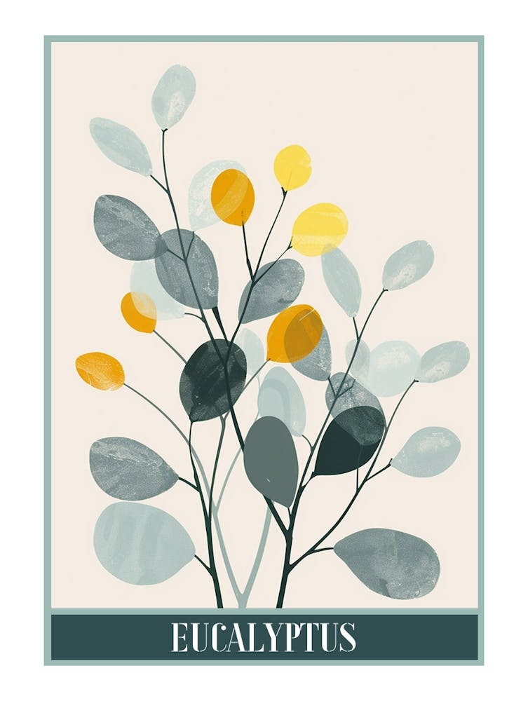 Eucalyptus Tree Illustration Flat 8 Poster