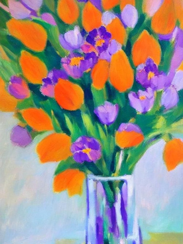 Crocus Floral Abstract Block Colour Flower