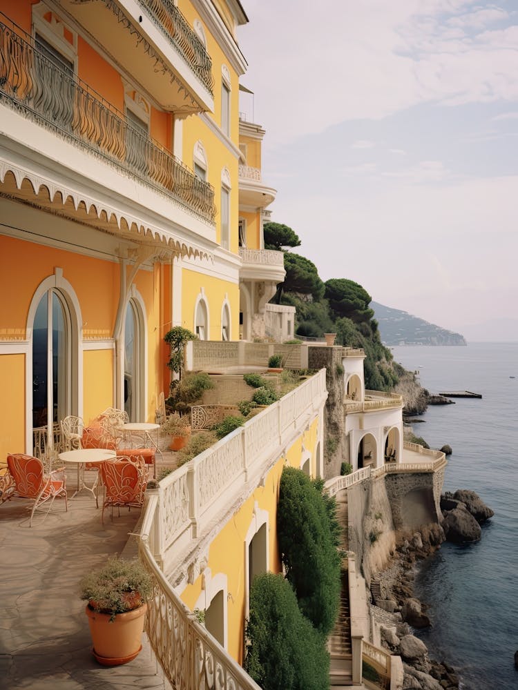 View Of A Hotel In The Mediterranean Summer Vintage Photography