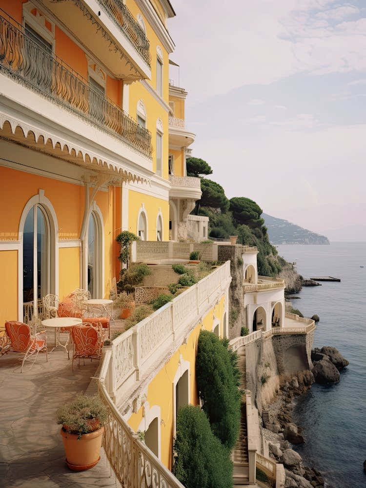 View Of A Hotel In The Mediterranean Summer Vintage Photography