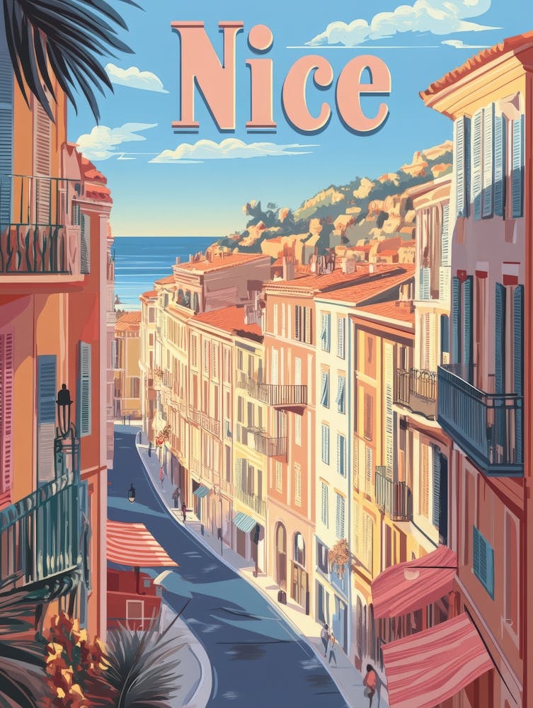 Aihrgdesign A Retro Travel Poster For Nice 1