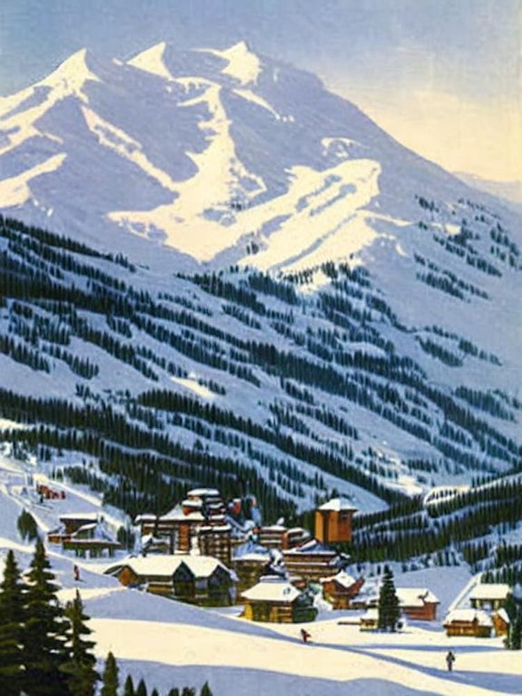 Hakuba, Japan Ski Resort Vintage Landscape 2 Skiing Poster