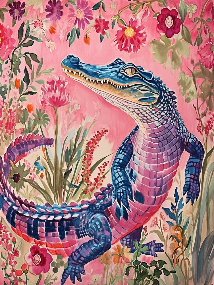 Floral Animal Painting Crocodile 4