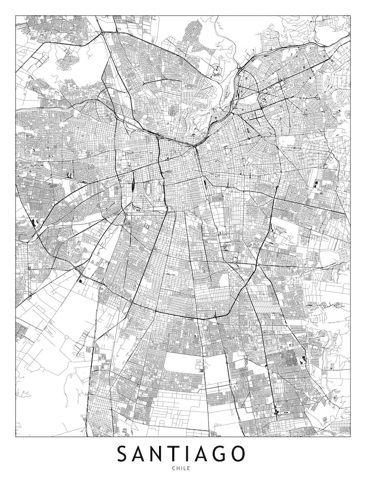 Santiago White Map