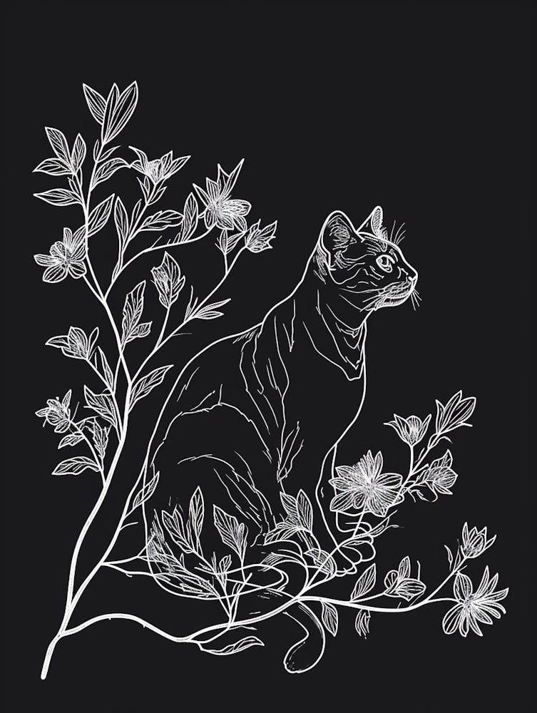 American Curl Cat Minimalist Illustration 2