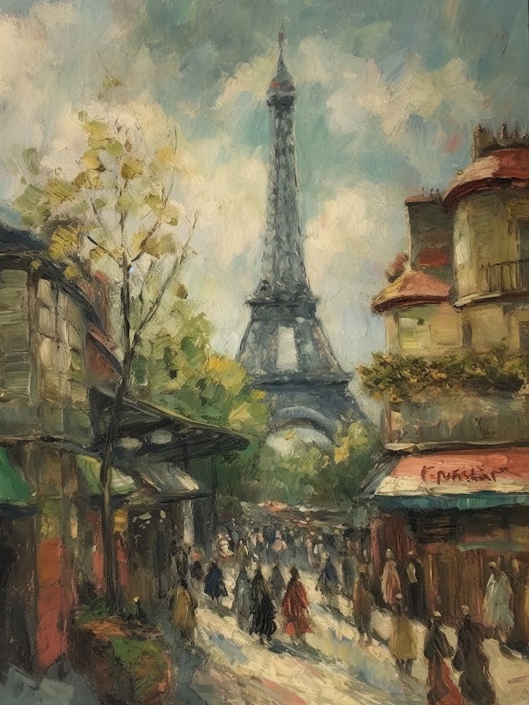 Eiffel Tower Paris France Pissarro Style 9