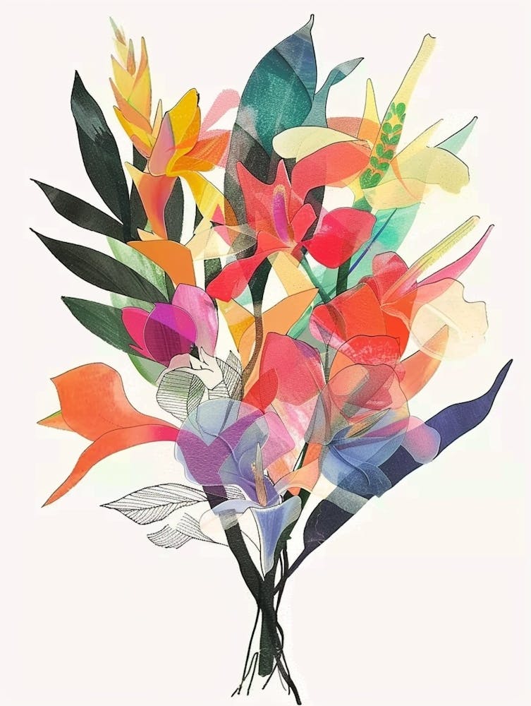 Heliconia 1 Collage Flower Bouquet