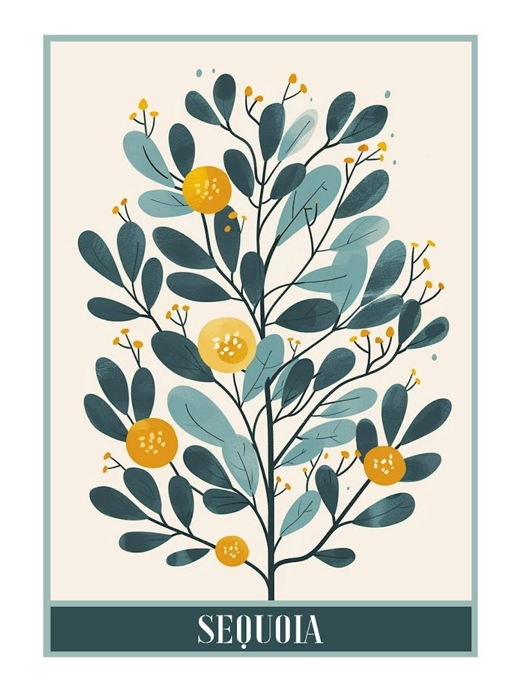 Sequoia Tree Flat Illustration 2 Poster