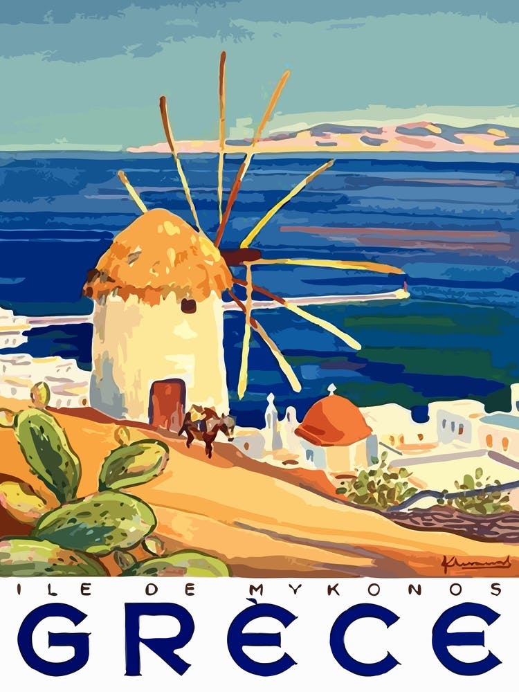 Mykonos, Greece, Windmill On The Coast