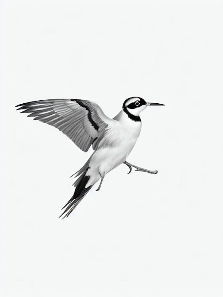 Lapwing B&W Pencil Drawing 2 Bird