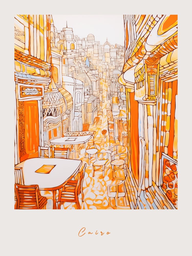 Cairo Egypt Orange Drawing Poster