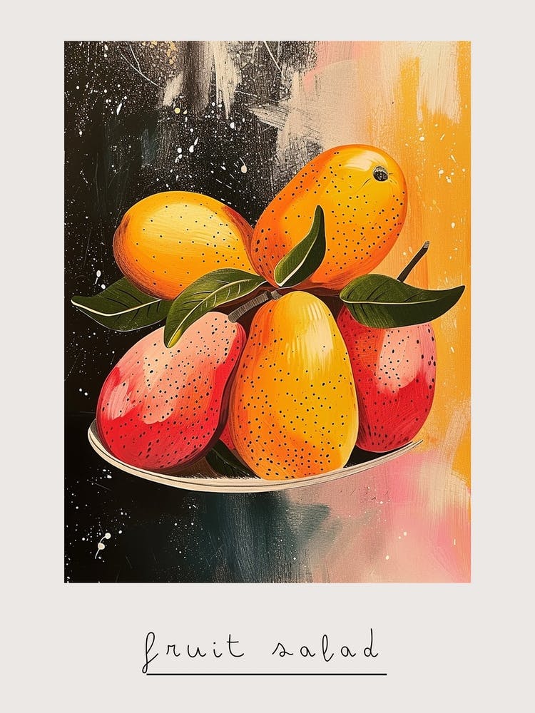 Art Deco Früchte Pinselstriche Poster