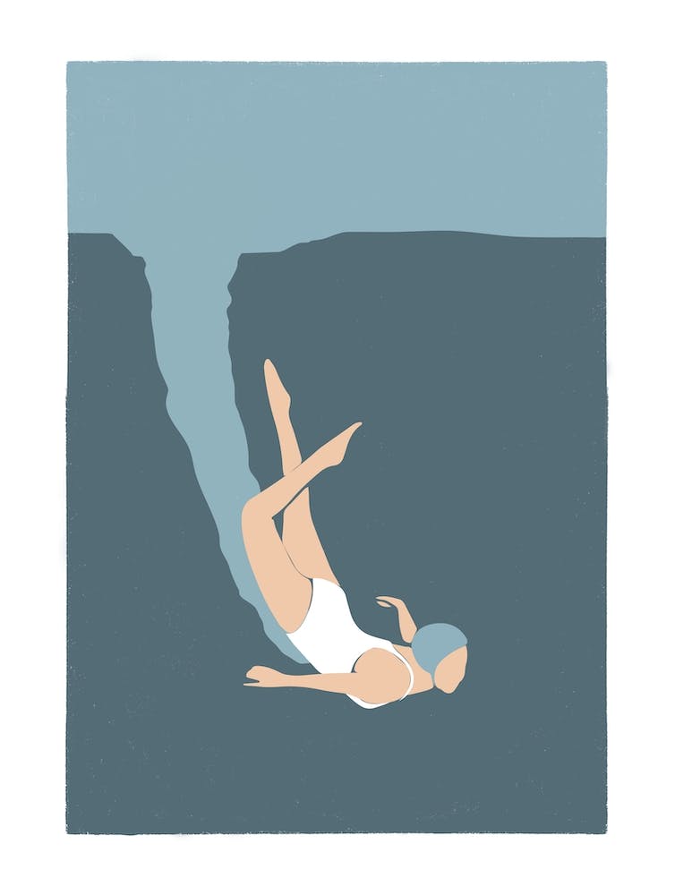 Art deco style Woman in bikini splash