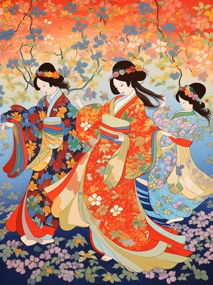 Awa Odori Dance Japanese Traditional Illustration 7