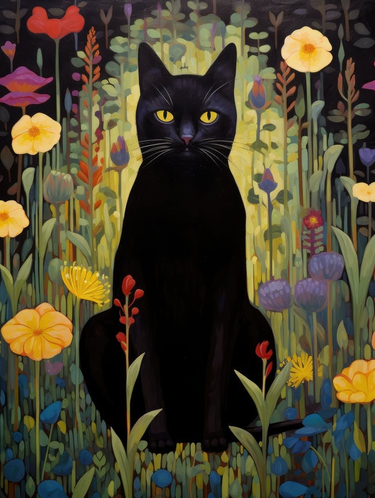 Black Cat In The Garden