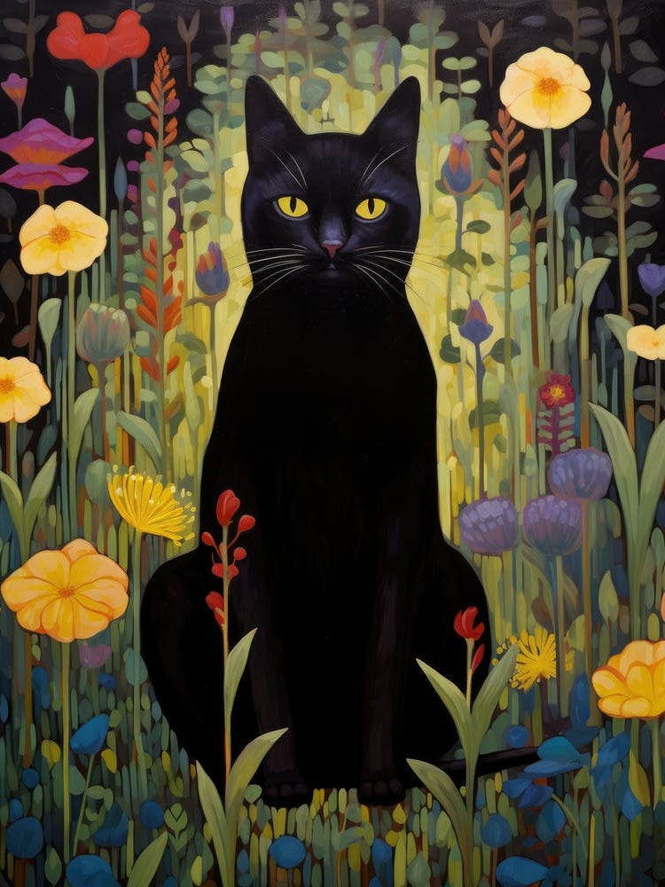 Black Cat In The Garden