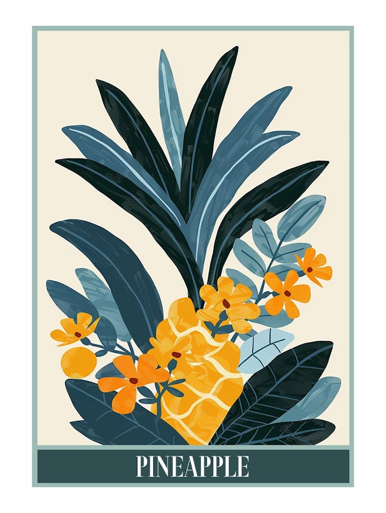 Pineapple Tree Illustration Flat 4 Poster