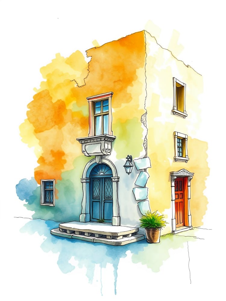 Watercolor Of A House 3