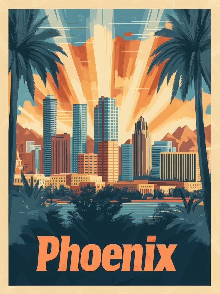 Aihrgdesign A 1970s Inspired Travel Poster For Phoenix Depict Caaf6f18 4bc9 4382 Ae0d Fa5e82171b54 3
