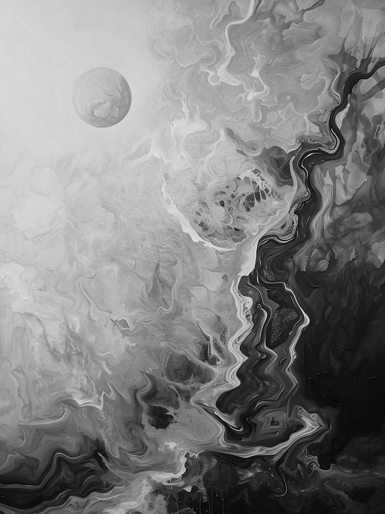 Black And White Abstract Painting