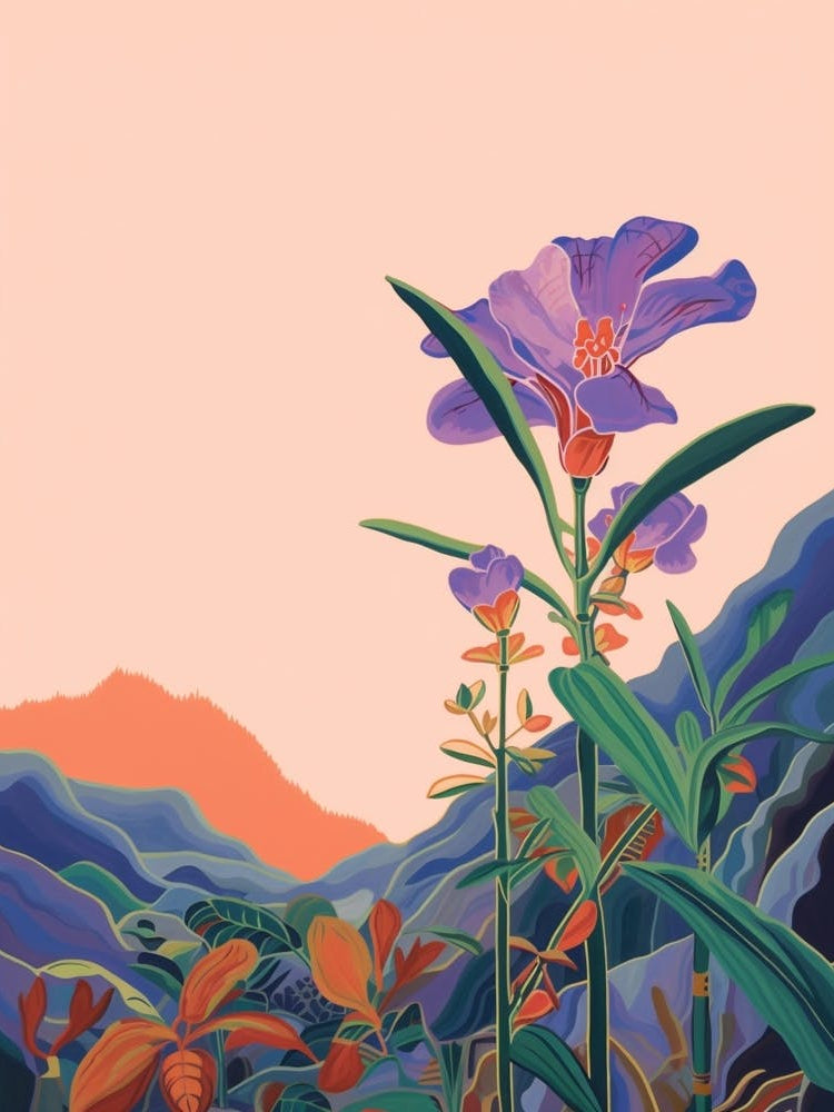 Boho Plant Painting Spiderwort Purple Heart 1