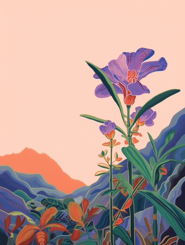 Boho Plant Painting Spiderwort Purple Heart 1