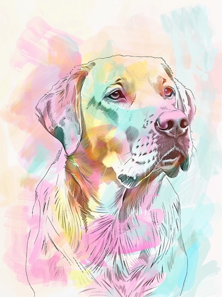 Labrador Dog Pastel Line Watercolour Illustration  1