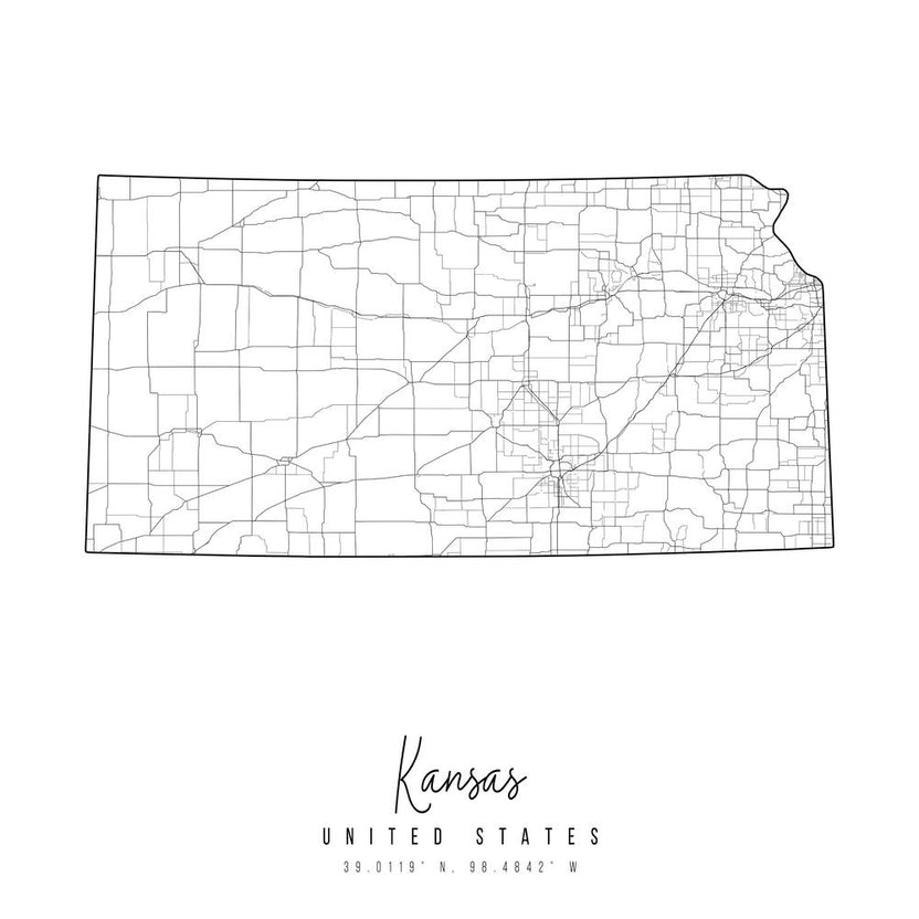 Kansas Minimal Street Map Square