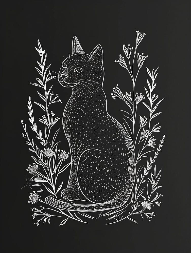 Sokoke Cat Minimalist Illustration 2