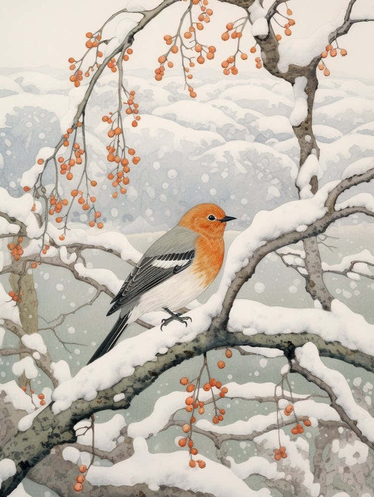 Winter Bird Painting Finch 4
