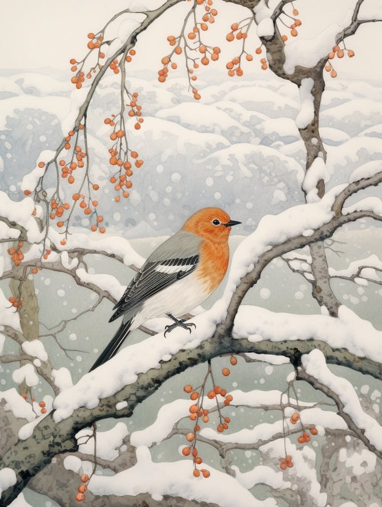 Winter Bird Painting Finch 4