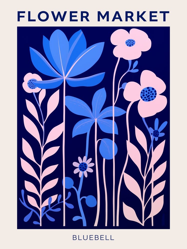 Blue Flower Market Poster Bluebell 1