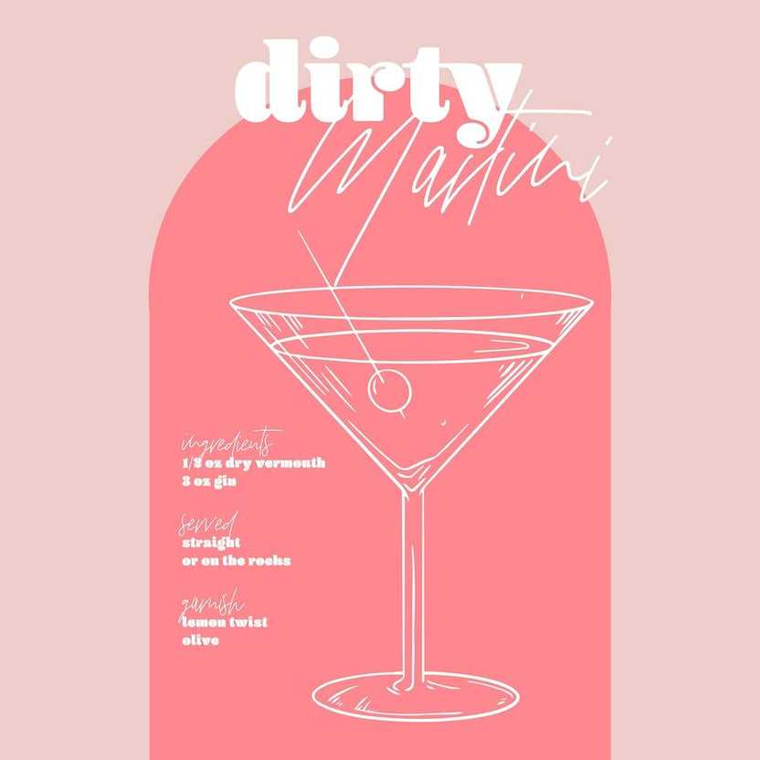 Vintage Retro Inspired Dirty Martini Recipe Pink And Dark Pink Square
