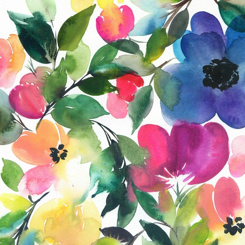 Rainbow Watercolor Flowers